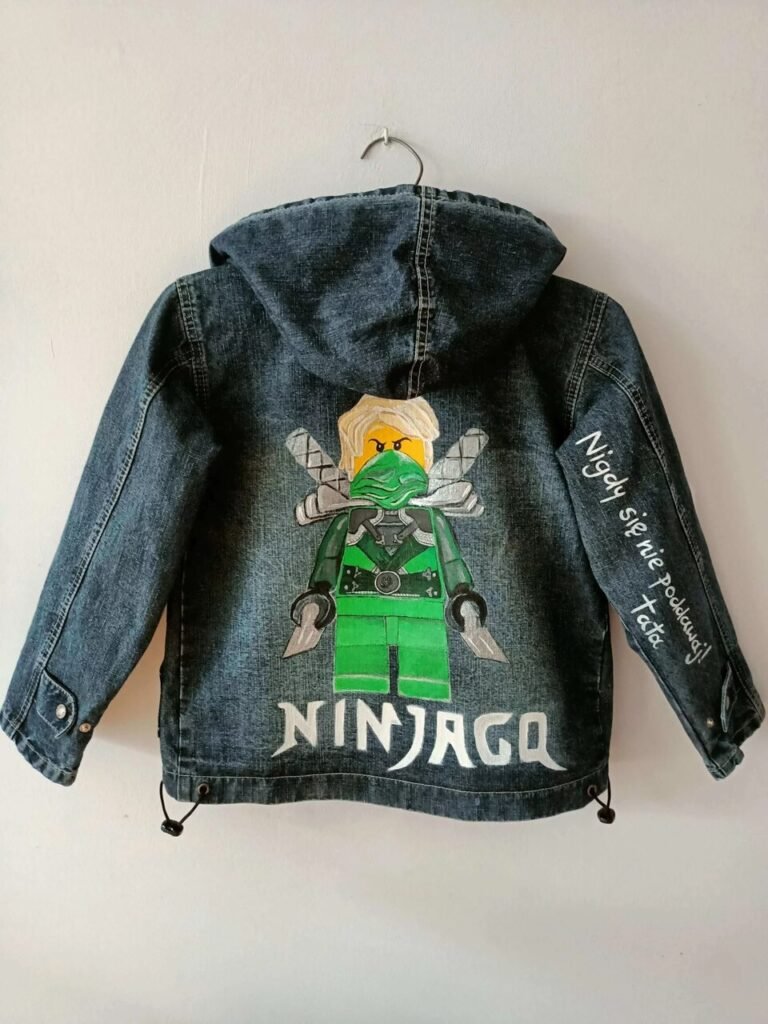 Kurtka jeansowa dla chłopca ręcznie malowana Ninjago