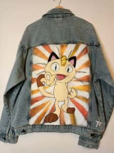 Meow - pokemon na kurtce jeansowej